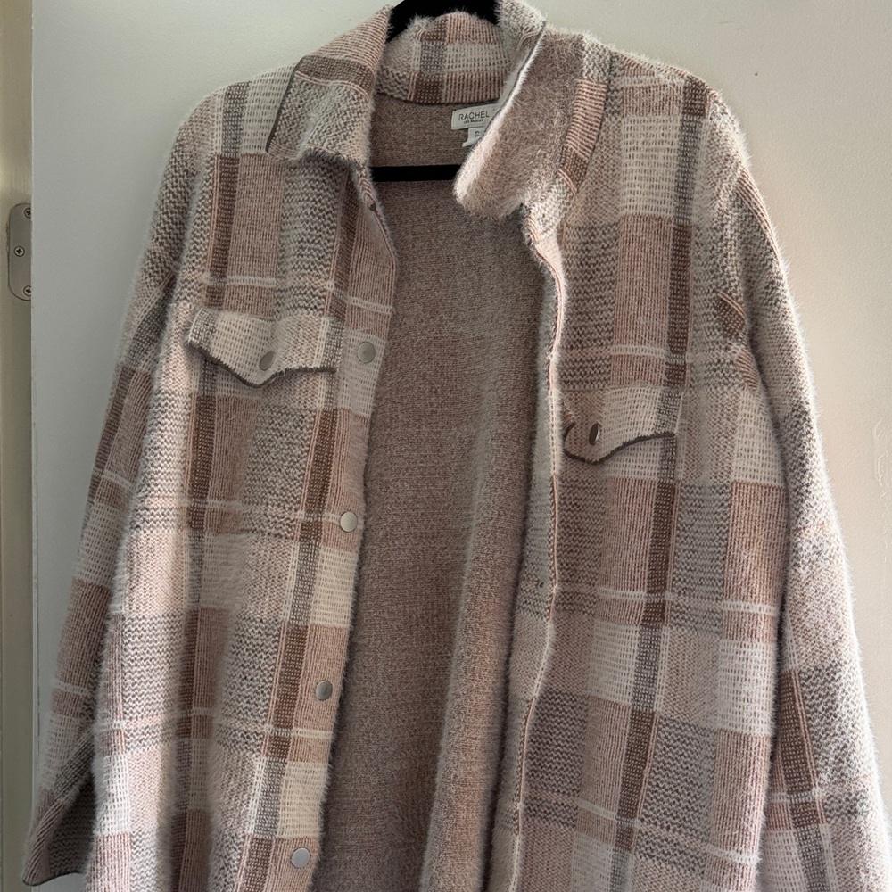 Plaid Teddy Jacket in Brown and Cream